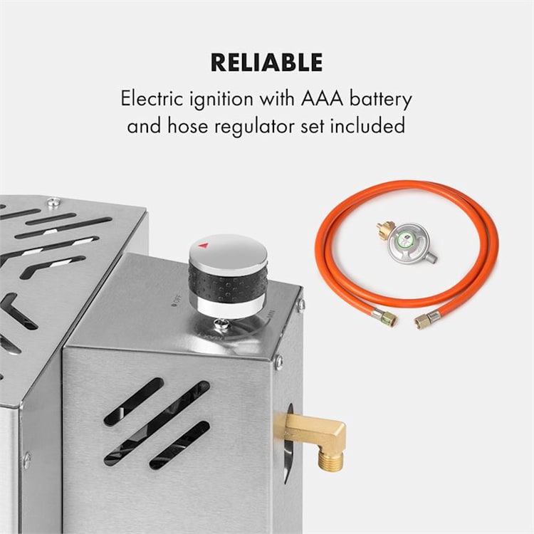 Downfire, gázgrill, 3500 W, felső infravörös égő, 800 °C, ezüst