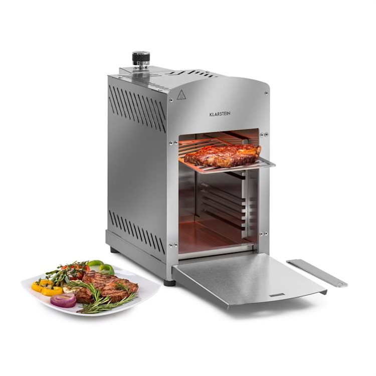 Downfire, gázgrill, 3500 W, felső infravörös égő, 800 °C, ezüst