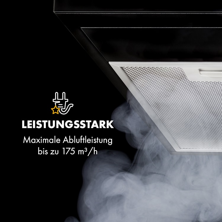 Contempo Neo Unterbau-Abzugshaube 60cm 175m³/h Edelstahl LED Acryl schwarz Schwarz
