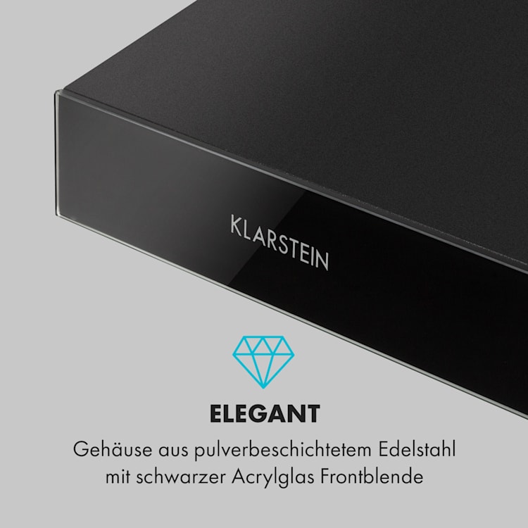 Contempo Neo Unterbau-Abzugshaube 60cm 175m³/h Edelstahl LED Acryl schwarz Schwarz