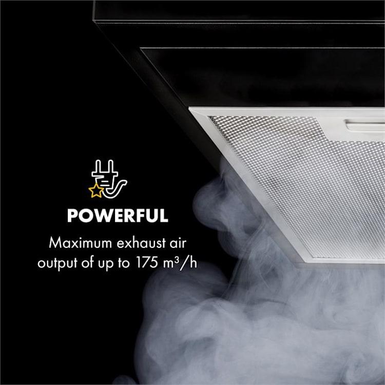 Contempo Neo, hota de bucătărie subcounter 60cm, 175m³ / h, LED, din oțel inoxidabil acrilic, negru Negru