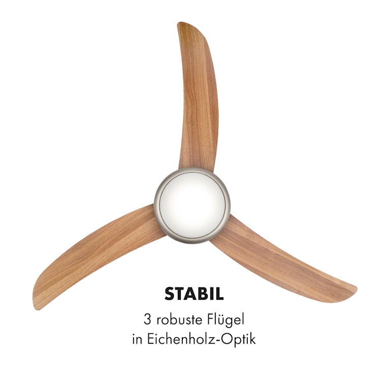 El Paso Deckenventilator | 2-in-1: Ventilator & Deckenlampe | Ø 52" (132 cm ) | 3 Flügel | 10.344 m³/h | 2 Laufrichtungen | 3 Geschwindigkeiten | 180 U/min | max. 49 dB | Fernbedienung Braun