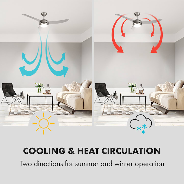El Paso Ceiling Fan Ceiling Light 52" 10.344m³ / h 3 Wings Silver Silver