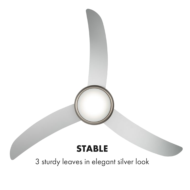 El Paso Ceiling Fan Ceiling Light 52" 10.344m³ / h 3 Wings Silver Silver