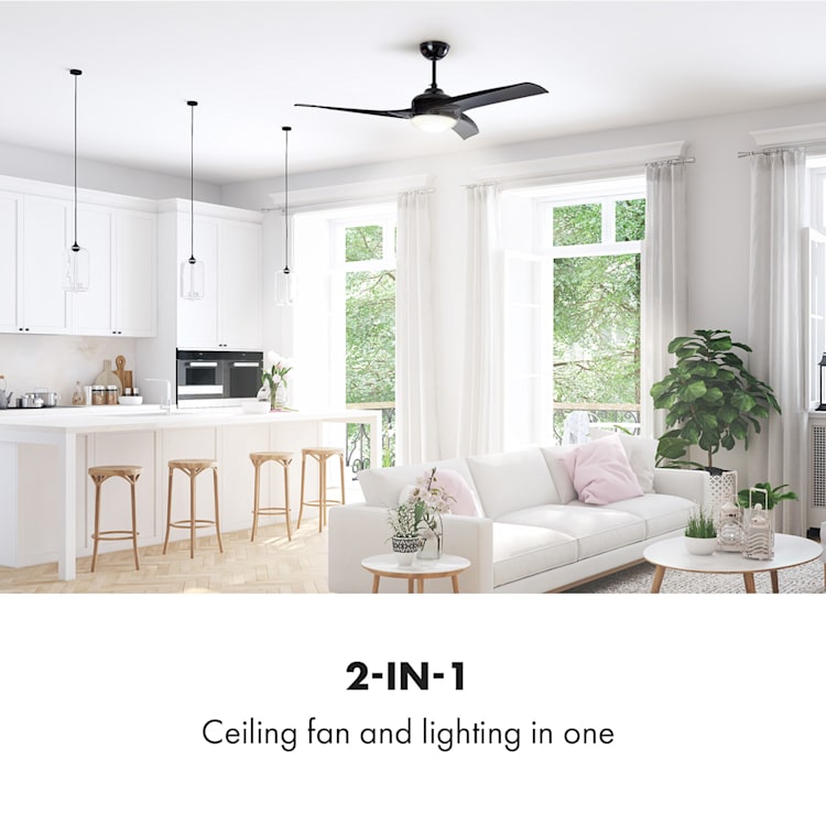 Figo Ceiling Fan, 52"(132 cm) Ø, Power: 55 watts, Black Black