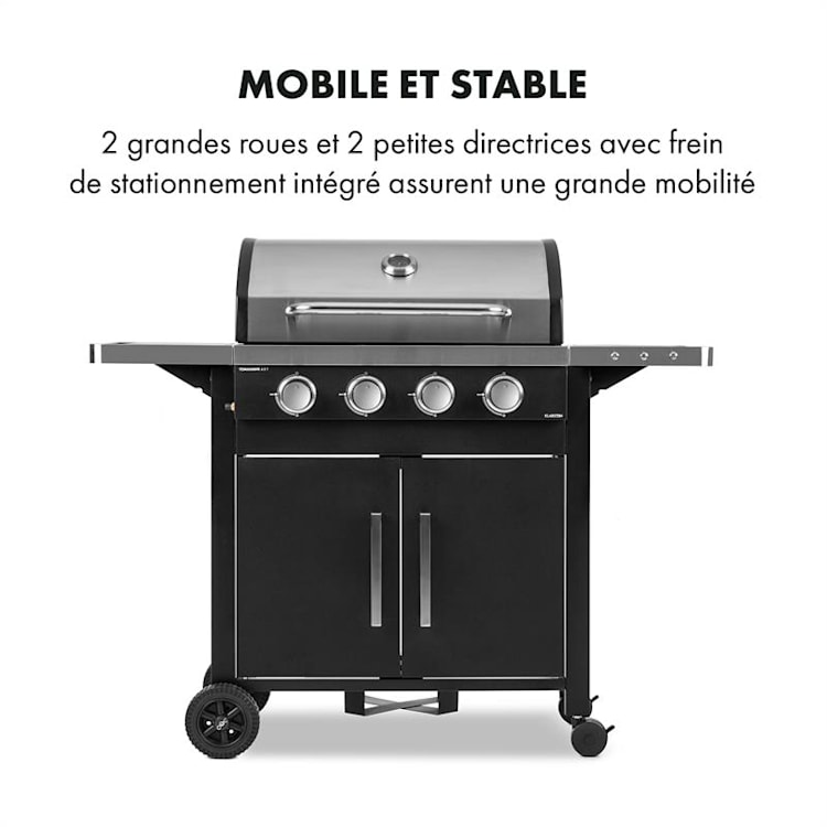 Tomahawk 4.0 T Barbecue à gaz 4 brûleurs 3,2 kW grille de cuisson 63cm 4 brûleurs