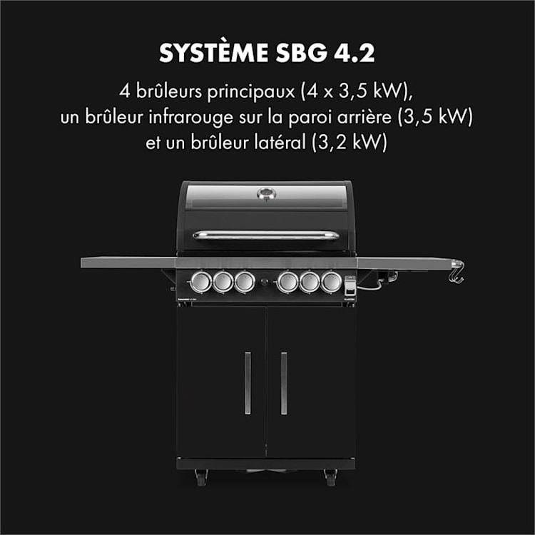Tomahawk 4.2 SBG Barbecue à gaz 6 brûleurs 3,2 kW grille de cuisson 64 6 brûleurs