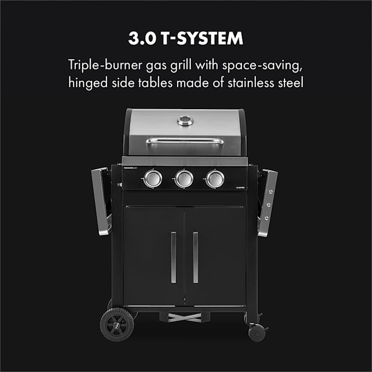 Tomahawk 3.0 T Gas Grill 3 x 3.2 kW Burner 53x39cm Grill Stainless Steel 3 burners