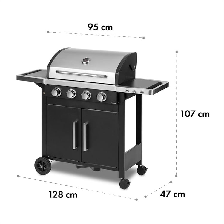 Tomahawk 4.0 T Gas Grill 4 x 3.2 kW Burner 63x39cm Grill Stainless Steel 4 burners