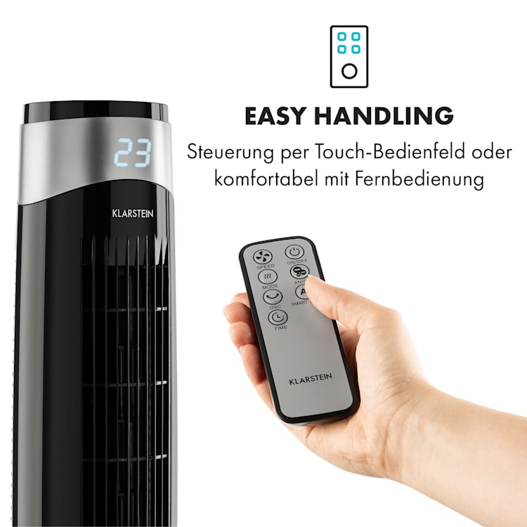 Storm Tower Ventilator | 3 Windarten | 55 Watt | 6 Geschwindigkeiten | Fernbedienung Schwarz