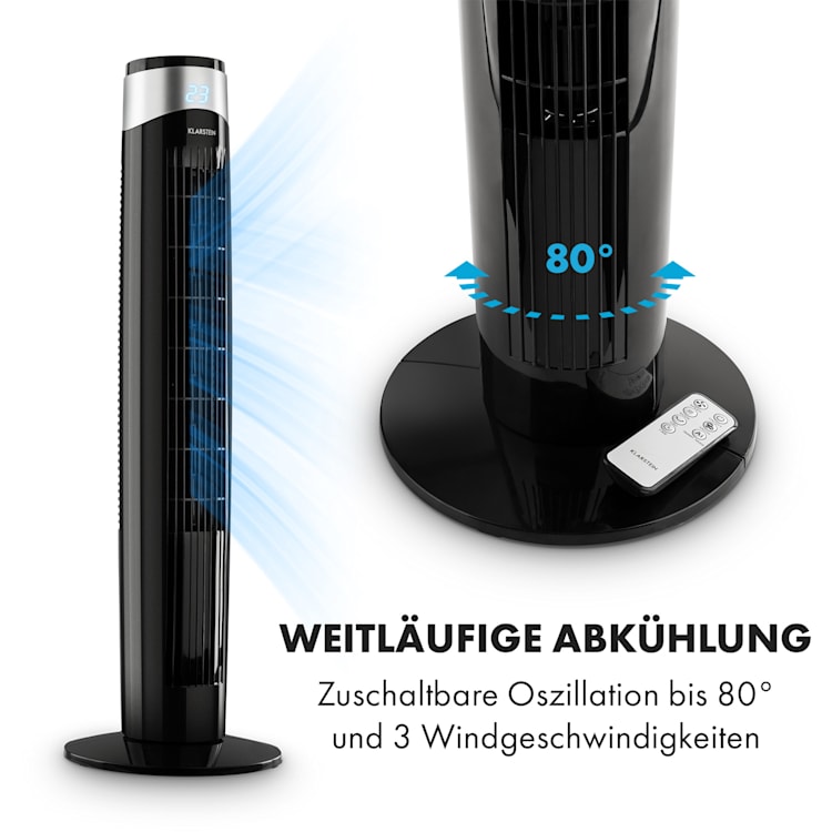 Storm Tower Ventilator | 3 Windarten | 55 Watt | 6 Geschwindigkeiten | Fernbedienung Schwarz