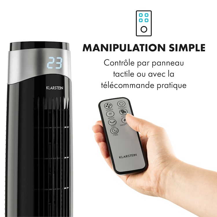 Storm Tower ventilateur 3 types de vent 55 W 6 vitesses noir Noir