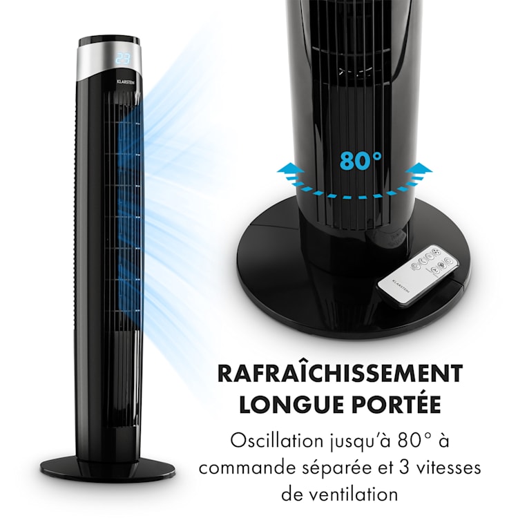 Storm Tower ventilateur 3 types de vent 55 W 6 vitesses noir Noir