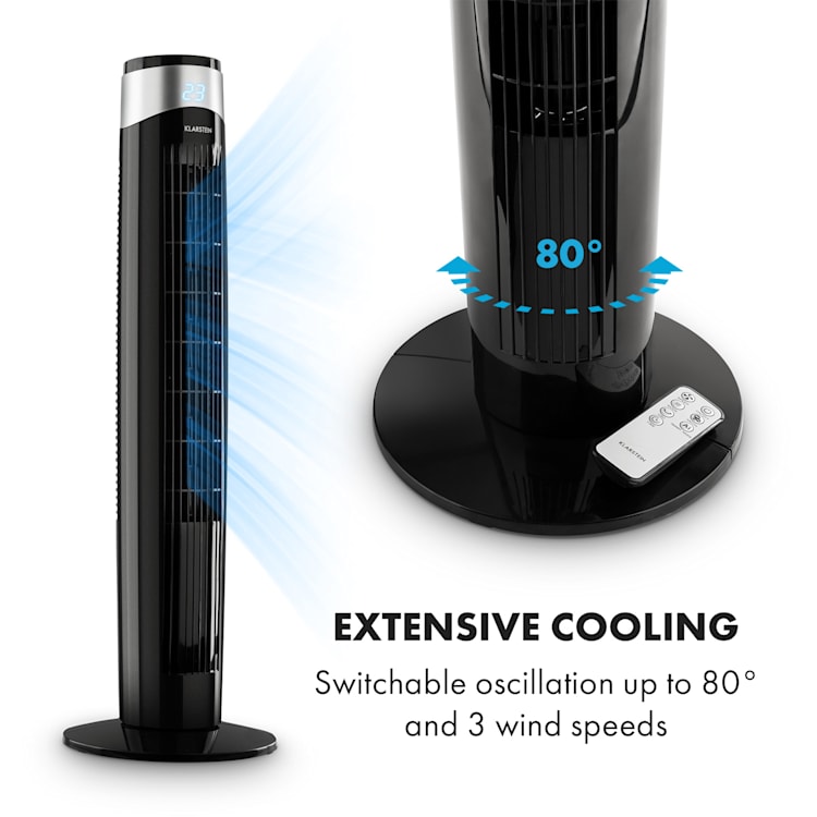 Storm Tower Fan 3 Wind Types 55 W 6 Speeds Black Black