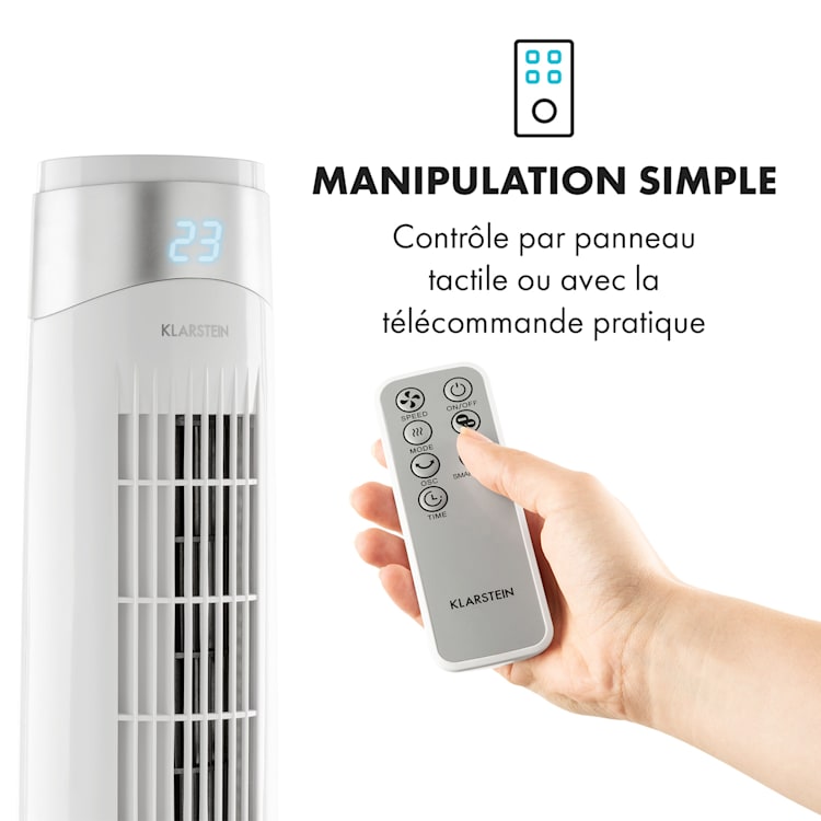 Storm Tower ventilateur 3 types de vent 55 W 6 vitesses blanc Blanc
