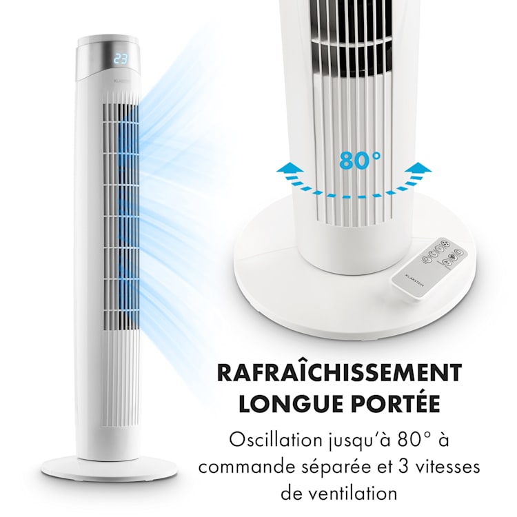 Storm Tower ventilateur 3 types de vent 55 W 6 vitesses blanc Blanc