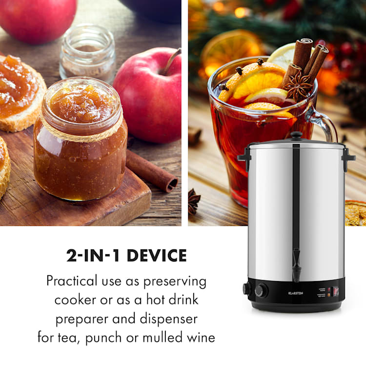 KonfiStar 50, Fierbator și aparat de conservare, distribuitor de băuturi fierbinți, 50 l, 110 ° C, 120 min, oțel inoxidabil 50 Ltr