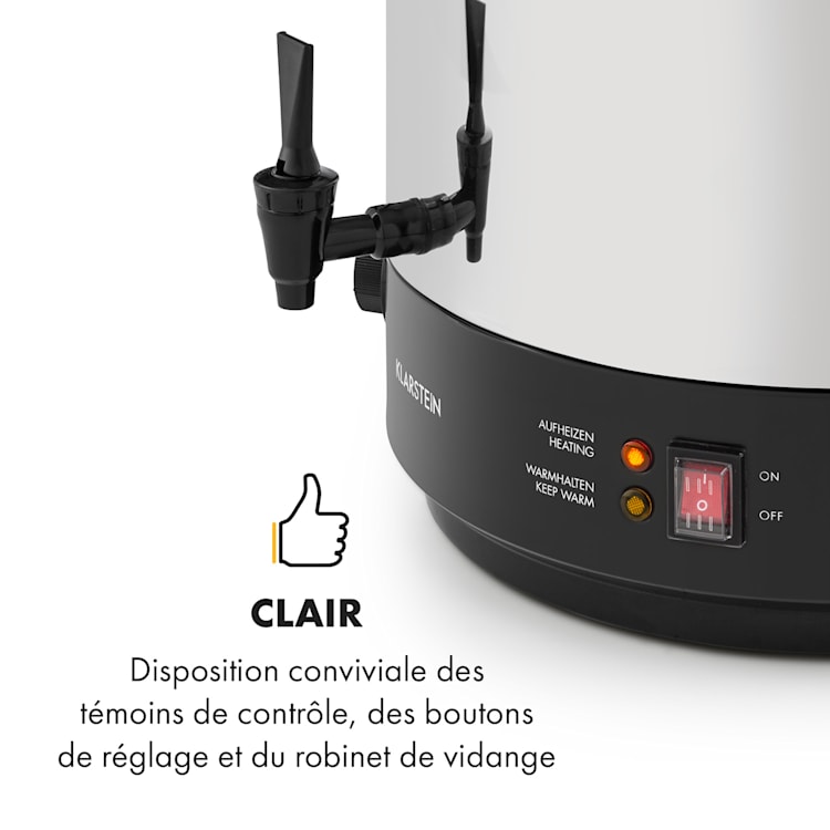 KonfiStar 60 weckautomaat drankendispenser 60L 2500 Watt 110°C 120 min. rvs 60 ltr