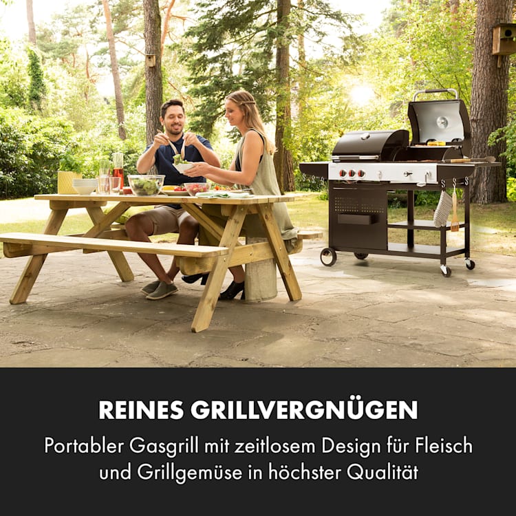 Hot & Hot Gasgrill 8,5kW 3 Brenner höhenverstellbar schwarz