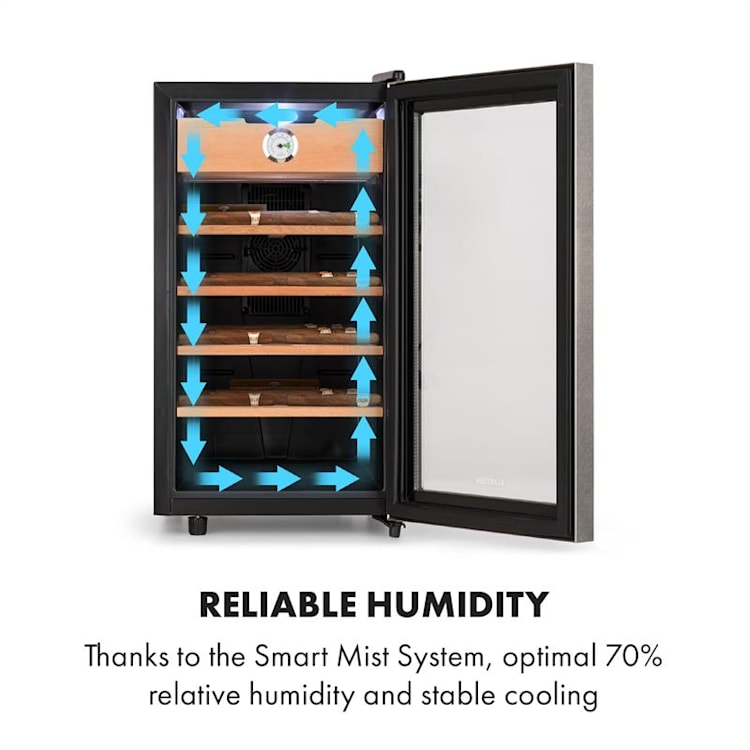El Presidente 48 sigaren humidor 48l 4 schuifplateaus cederhout zwart Zilver | 48 ltr