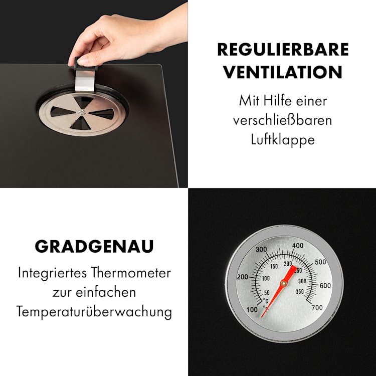 Pasadena Gas-Räuchergrill 2,5 kW Heizleistung 250 °C max. 52 x 97 x 50 cm