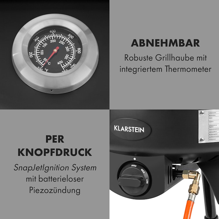 Black Hawk BBQ Gasgrill 4 kW 47 cm Ø 50 - 400 °C SnapJetIginition