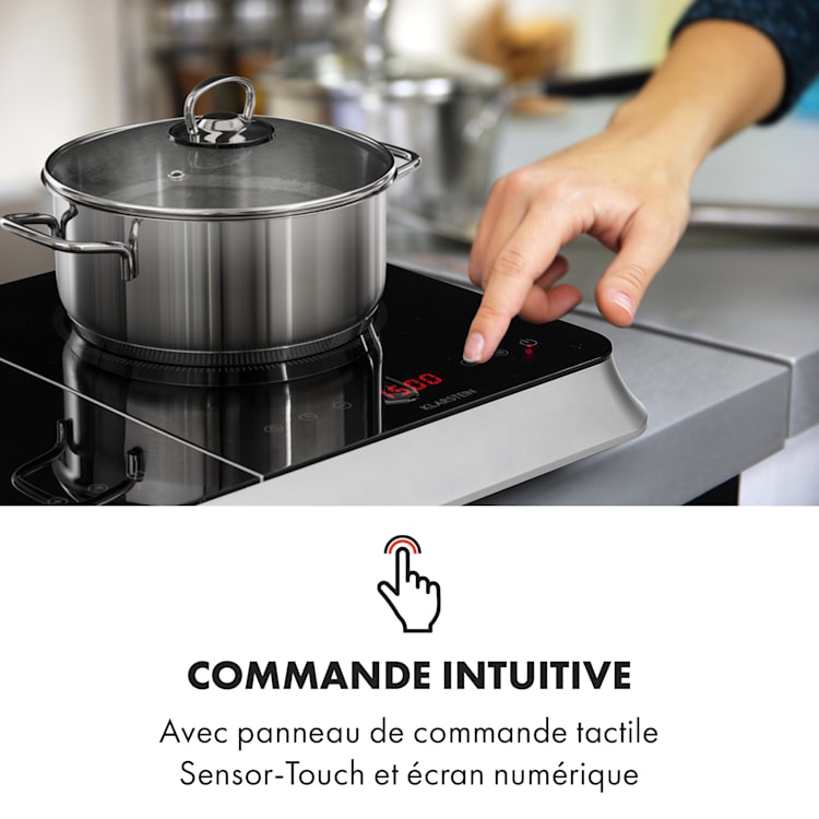 InnoChef inductiekookplaat 3400W Touch Control glaskeramiek zilver Zilver