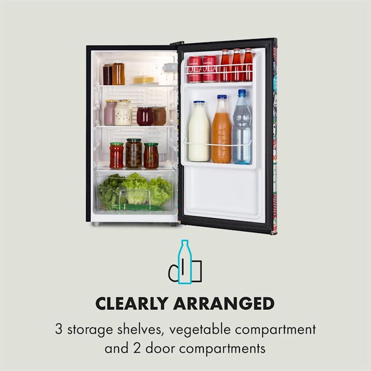Cool Vibe Refrigerator A + 90 Litres VividArt Concept Manga Style Black