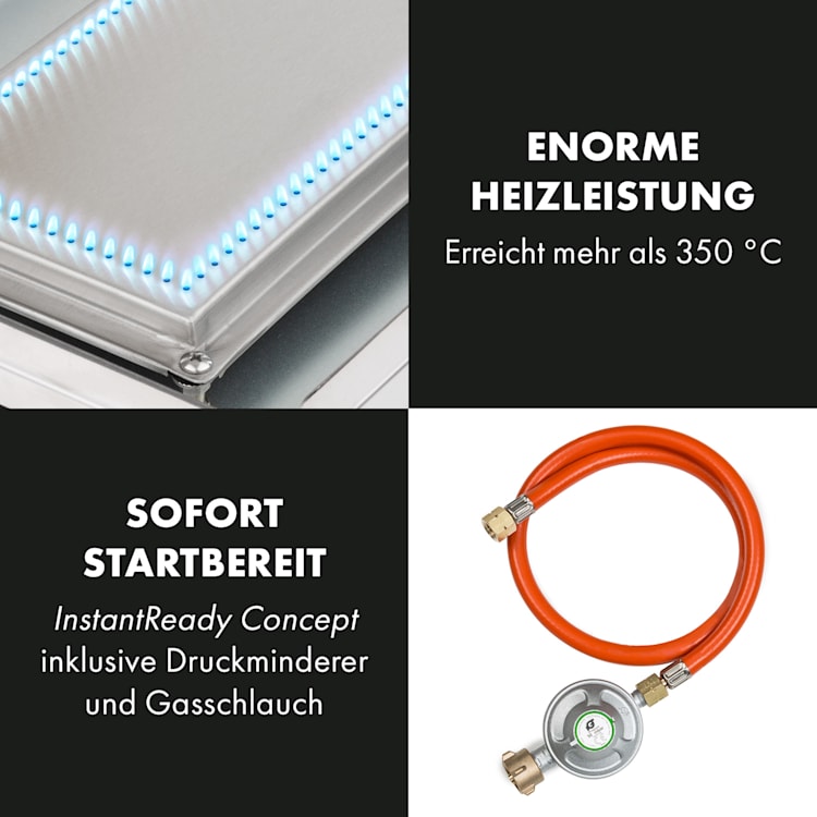 Orfeo Gas-Tischgrill 3,5kW 350°C InstantReady Concept schwarz
