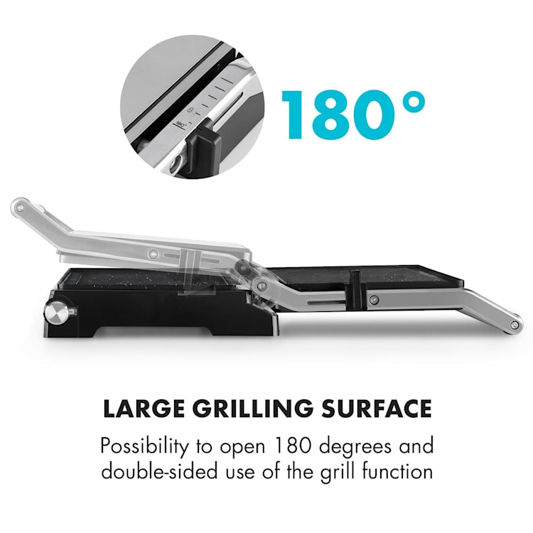 Buffalo contactgrill paninimaker 2000W rvs zilver/zwart Antikleeflaag: gemarmerd