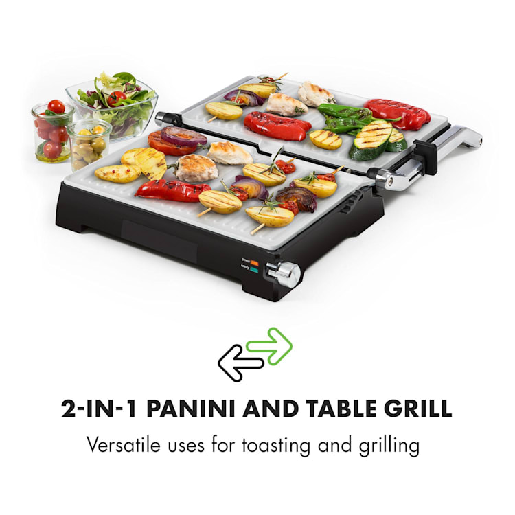 Buffalo contactgrill paninimaker 2000W rvs zilver/zwart Antikleeflaag: wit
