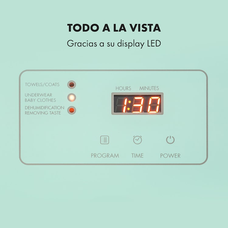 Zap Dry Secadora de ropa 820W 50l Panel de control táctil Pantalla led Verde Verde