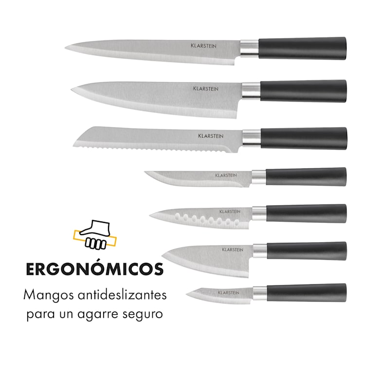 Kitano Plus Set de cuchillos 9 piezas Bloque de madera-tabla de corte de bambú Blanco