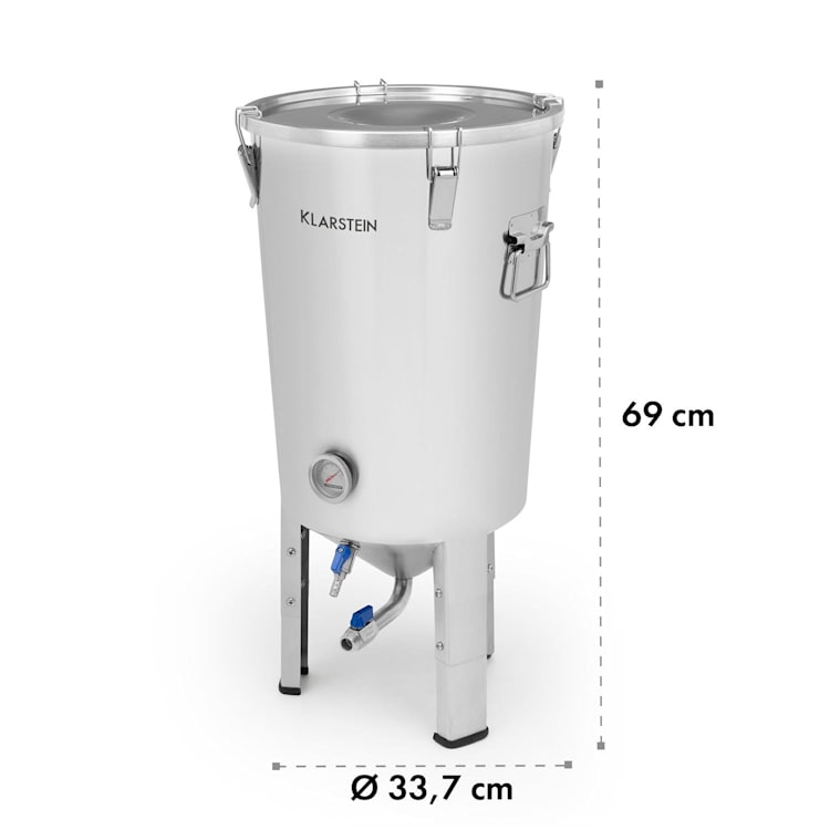 Gärkeller Pro -käymiskattila 30 litraa hiivanpoistoventtiili ruostumaton 304-laatuinen teräs hiivanpoistoventtiilillä