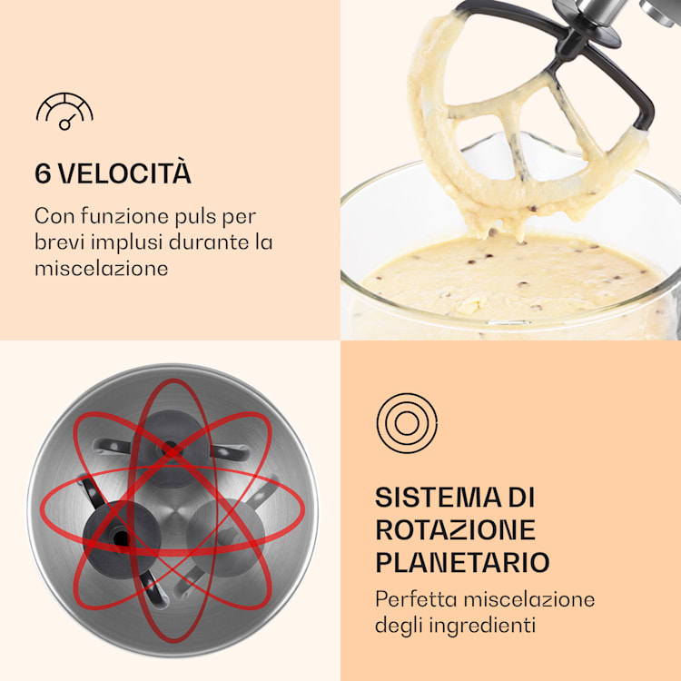 Bella Robusta Metal robot da cucina 1.200 W 6 livelli 5,5 litri rosso Rosso