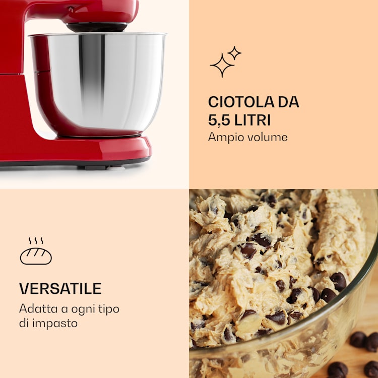 Bella Robusta Metal robot da cucina 1.200 W 6 livelli 5,5 litri rosso Rosso