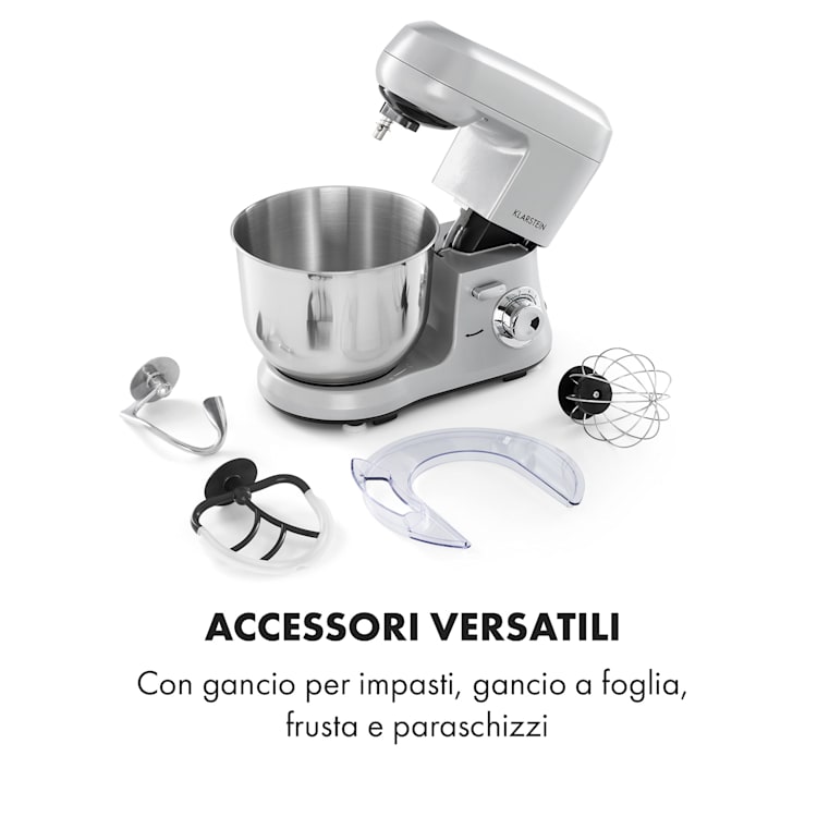 Bella Robusta Metal Robot da Cucina 1.200 W 6 Livelli 5,5 litri grigio Grigio