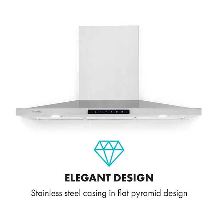 Eliana Dunstabzugshaube 90cm Pyramiden-Design 620m³/h 2 LED-Lampen Edelstahl