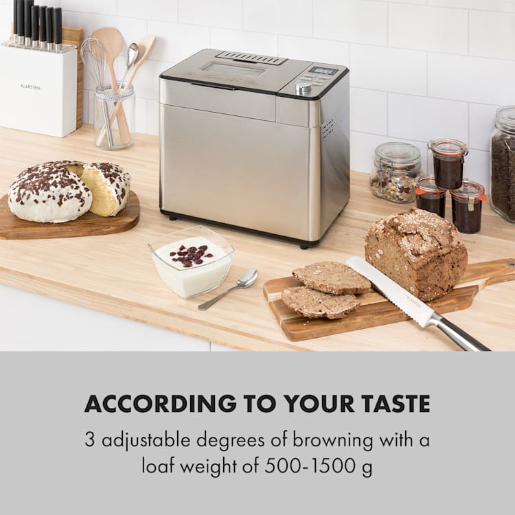 Brotilde Family Bread Maker 14 Programs LCD Display Stainless Steel