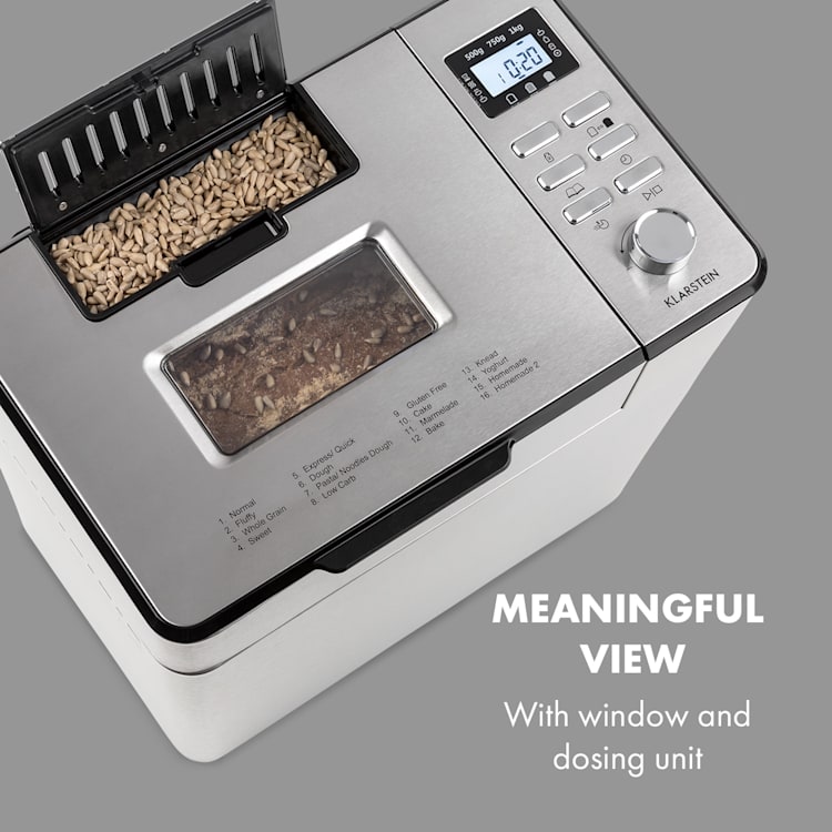 Brotilde Family Bread Maker 14 Programs LCD Display Stainless Steel