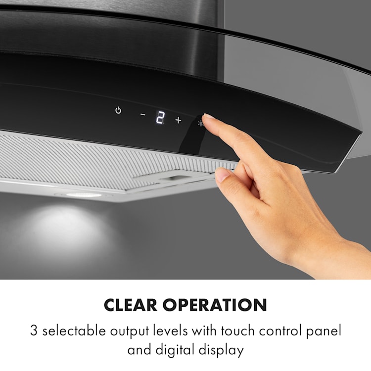 Eclipse Cooker Extractor Hood 600 m³ / h 3 Power Levels Stainless Steel Black