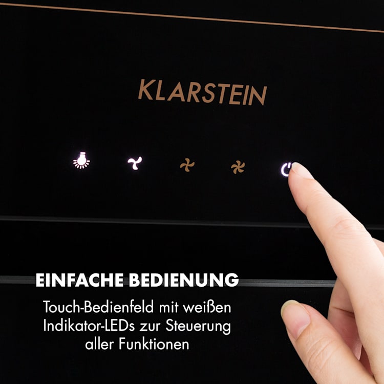 DeLorean 60 Dunstabzugshaube 625 m³/h Touch-Panel Retro schwarz 60 cm