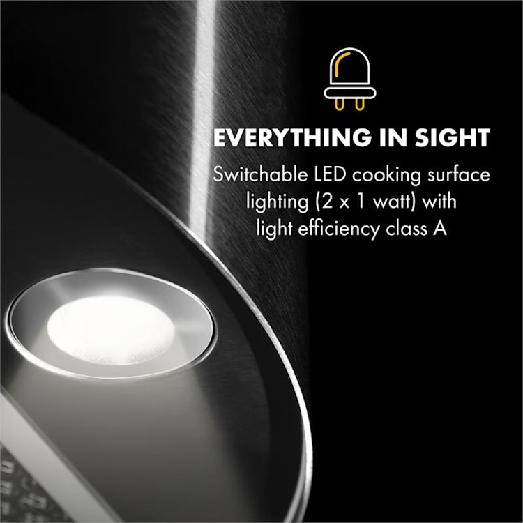 Beretta, otočna napa, Ø49,5cm, recirkulacija, 650m³/h, LED, nerjaveče jeklo Srebrna
