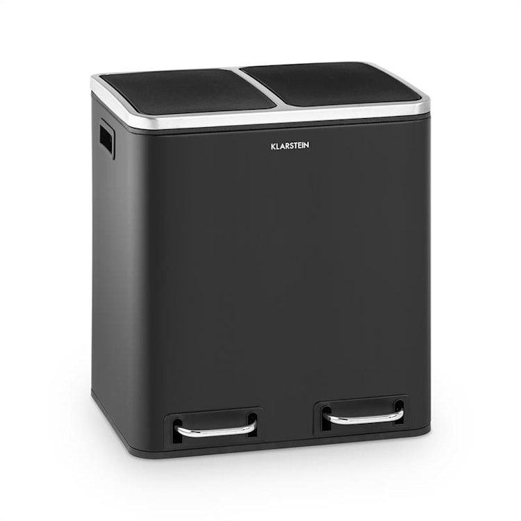 Trash Gordon Treteimer 30L / 2x15L geräuschlos PP Edelstahl schwarz Schwarz