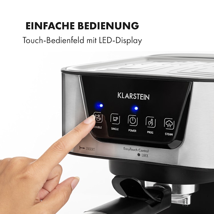Arabica Espressomaschine 1050W 15 Bar 1,5l Touch-Bedienfeld Edelstahl