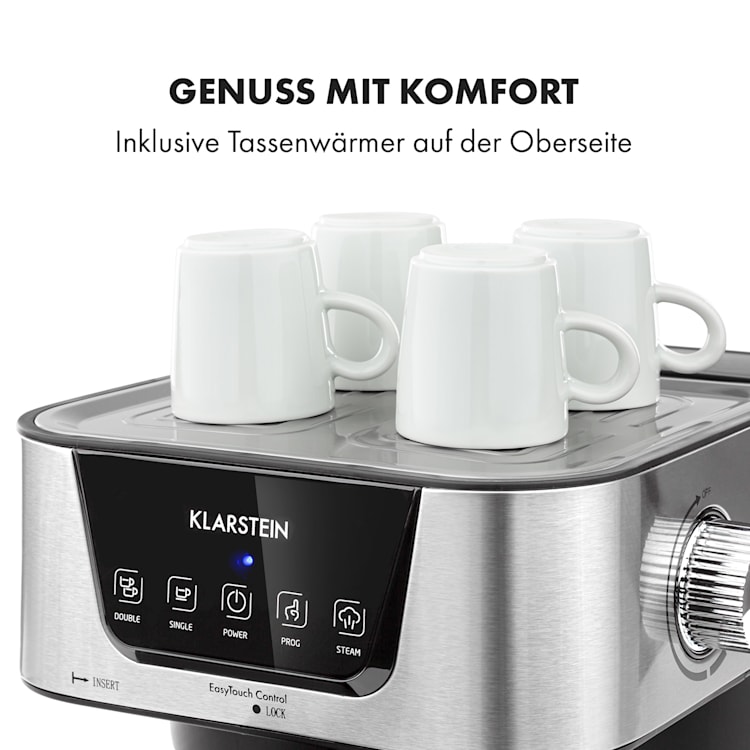 Arabica Espressomaschine 1050W 15 Bar 1,5l Touch-Bedienfeld Edelstahl