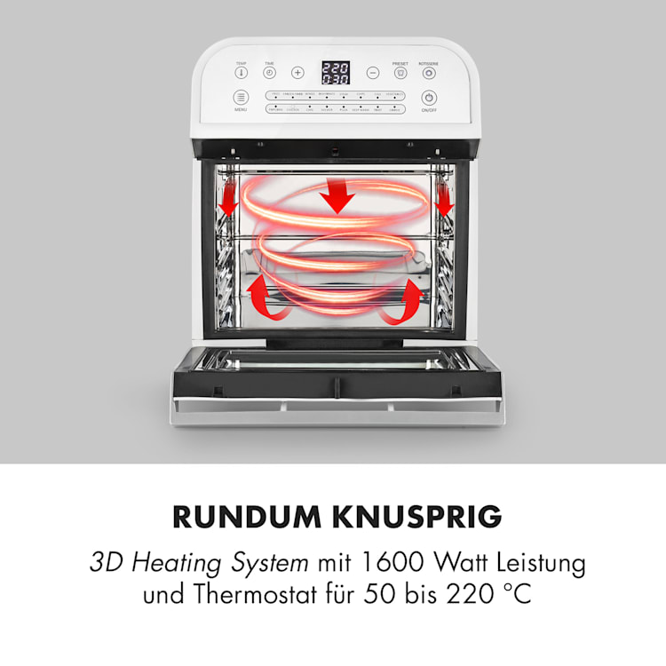 AeroVital Cube Heißluftfritteuse 1600W 12l Timer 16 Programme weiß Weiß