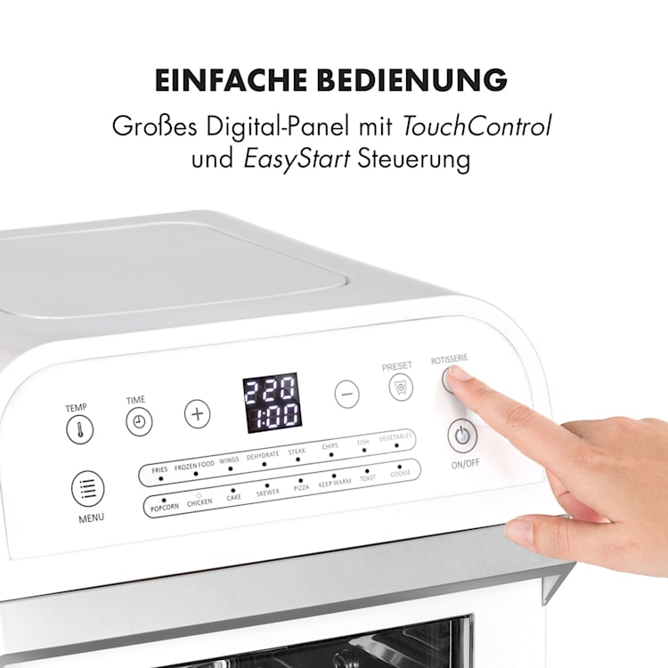 AeroVital Cube Heißluftfritteuse 1600W 12l Timer 16 Programme weiß Weiß