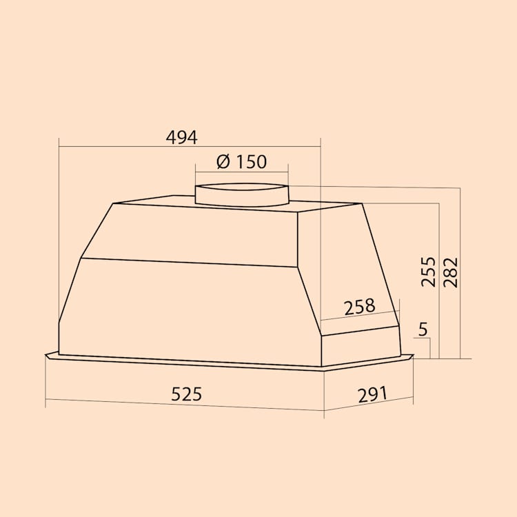 Paolo Dunstabzugshaube Einbau 52 cm EEK: A 593 m³/h LED Touch 52 cm | Schwarz