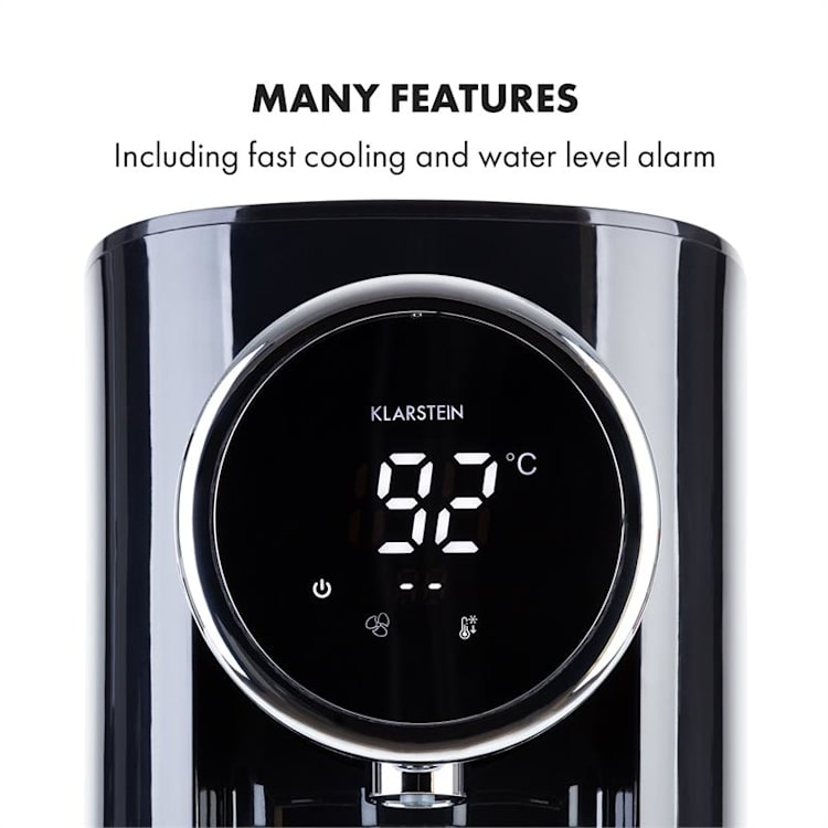 Hot Spring Plus Heißwasserspender 5l Edelstahl-Wassertank 45-95 °C schwarz Schwarz